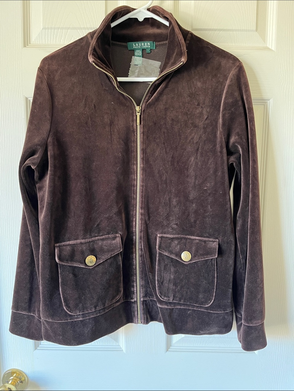 Lauren Ralph Lauren Chocolate Brown Suede Zip Jacket